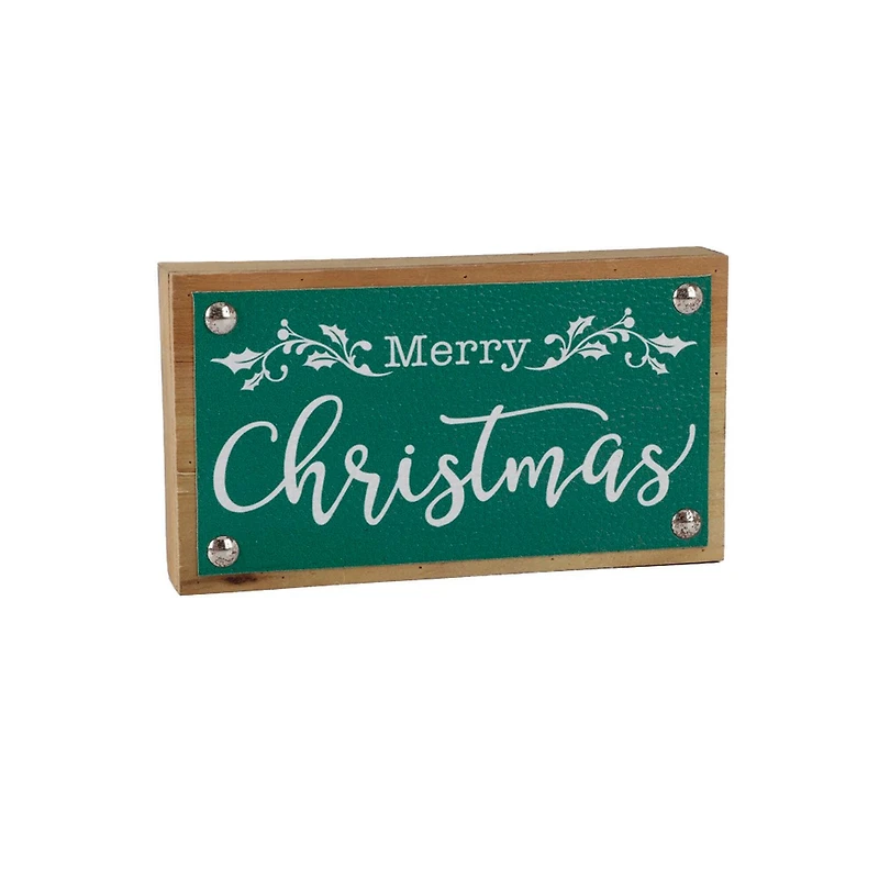 7" Green Merry Christmas Tabletop Décor Sign Set