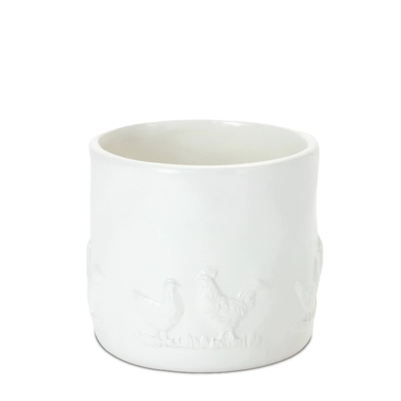 White Ceramic Farm Animal Planter Set
