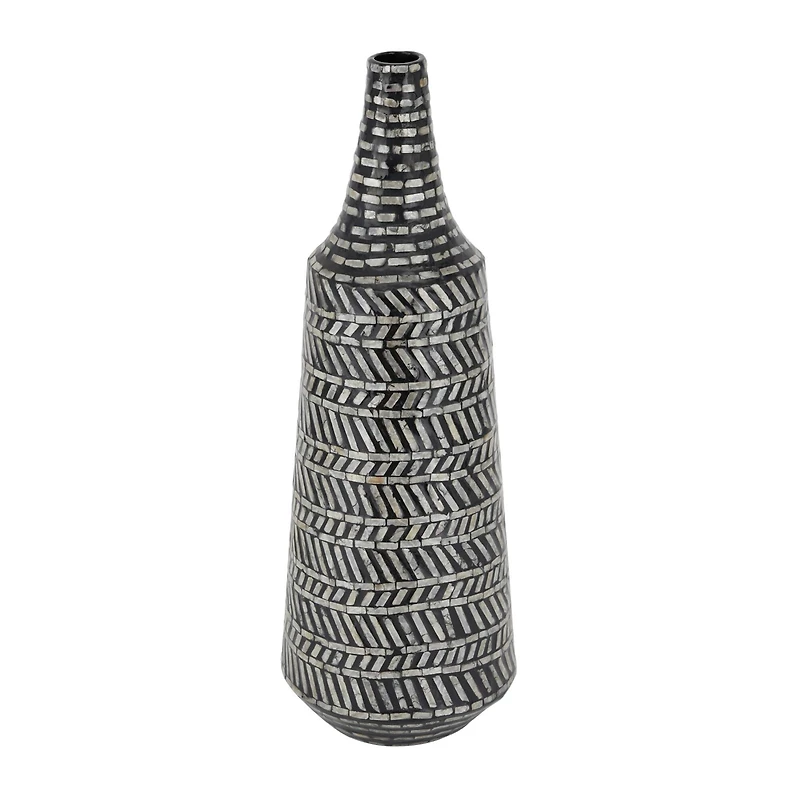 Black Shell Contemporary Vase, 28" x 10" x 10"