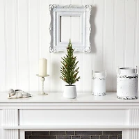 20" Cedar Pine with Pinecones Artificial Christmas Tree in Decorative Planter