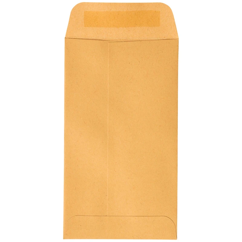 JAM Paper 3.125" x 5.5" Brown Kraft Coin Business Peel & Seal Closure Envelopes