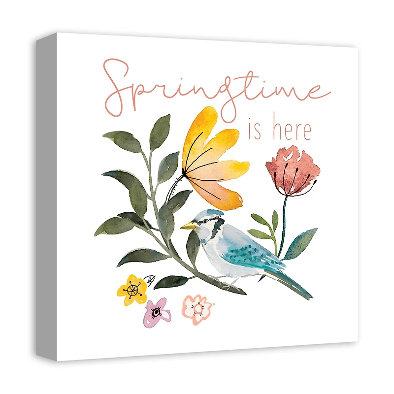 Blue Jay Springtime 16" x 16" Canvas Wall Art