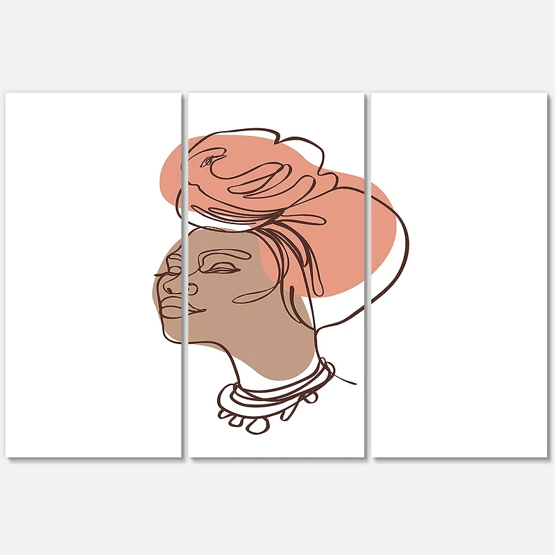 Designart - One Line Portrait of African American Woman IV