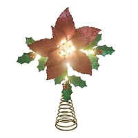 12" Glitter Poinsettia Lighted Tree Topper by Ashland®