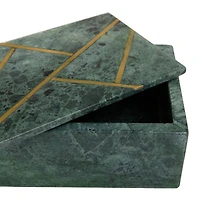 Green Marble Box with Gold Lines Set