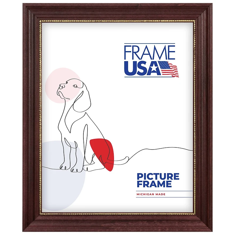 Frame USA Boardroom Cherry with Gold Bead Single Image Picture Frame