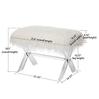 Glitzhome® 25.5" White Faux Fur Acrylic Bench