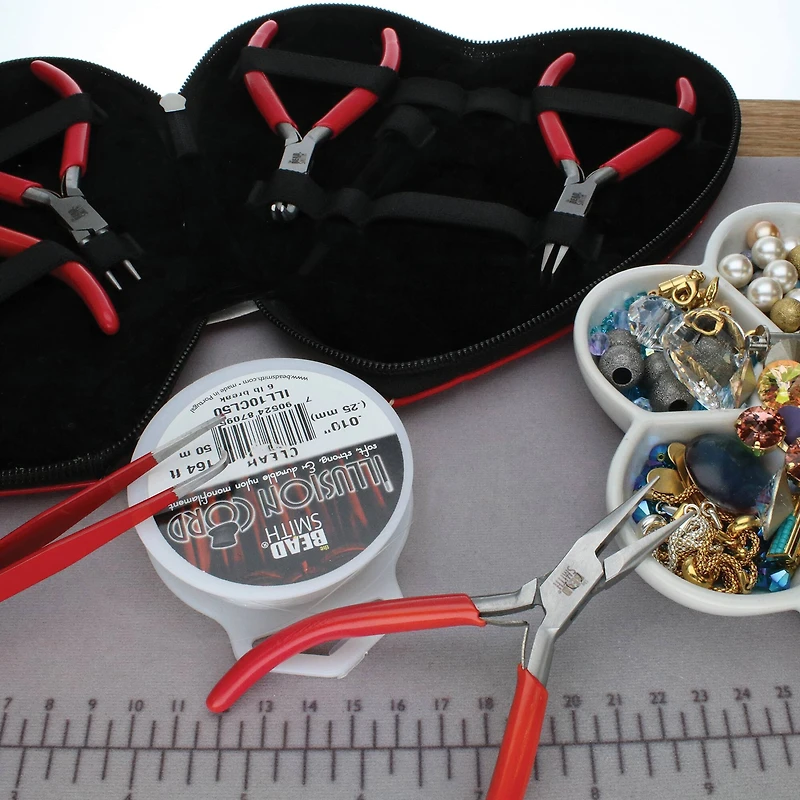 The Beadsmith® 4 Piece Pliers Set in Heart Case