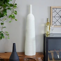 The Novogratz White Metal Grooved Vase 8" x 8" x 36"