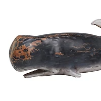 Black Distressed Whale Sculpture Set