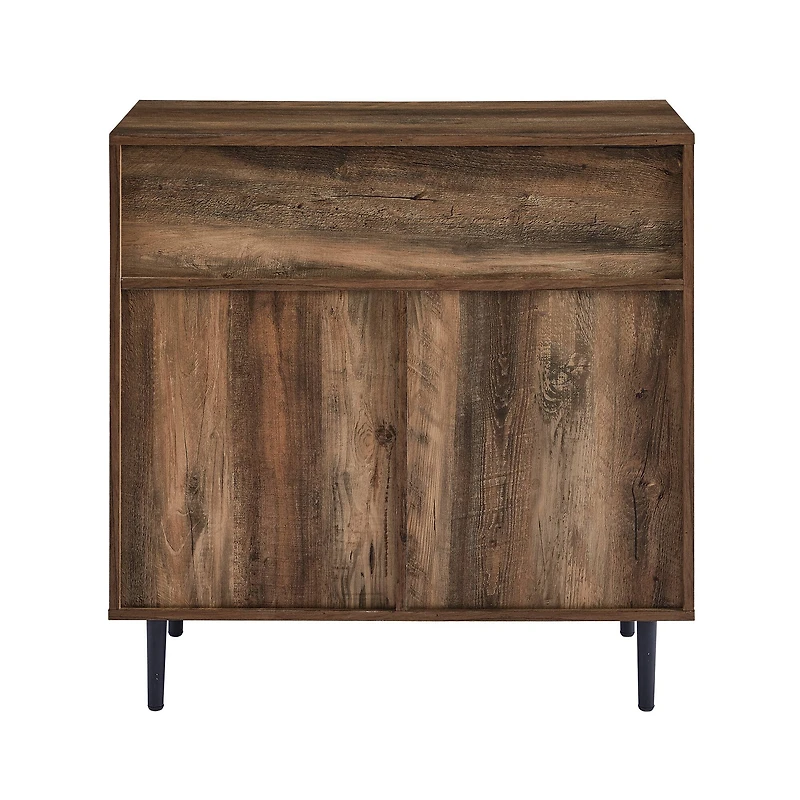 Walker Edison 32" Reclaimed Barnwood Modern Slanted Metal Door Accent Cabinet