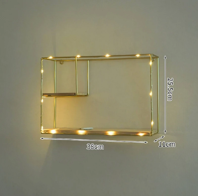 NEX™ Gold Iron Rectangular Wall Hanging Basket Shelf