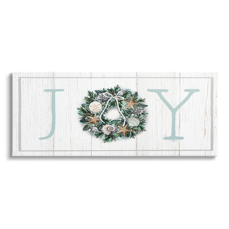 Stupell Industries Joy Holiday Seashell Wreath Canvas Wall Art