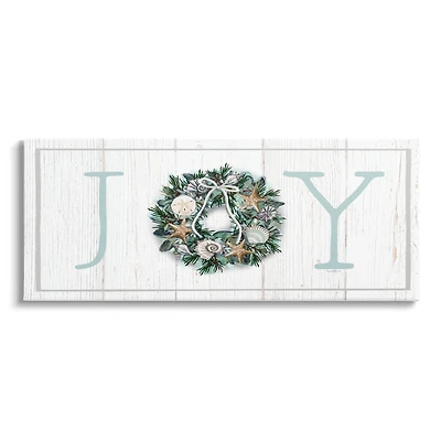 Stupell Industries Joy Holiday Seashell Wreath Canvas Wall Art