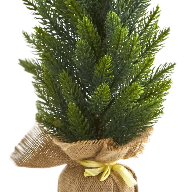 3 Pack 15" Unlit Mini Cypress & Pine Artificial Christmas Trees with Burlap Base