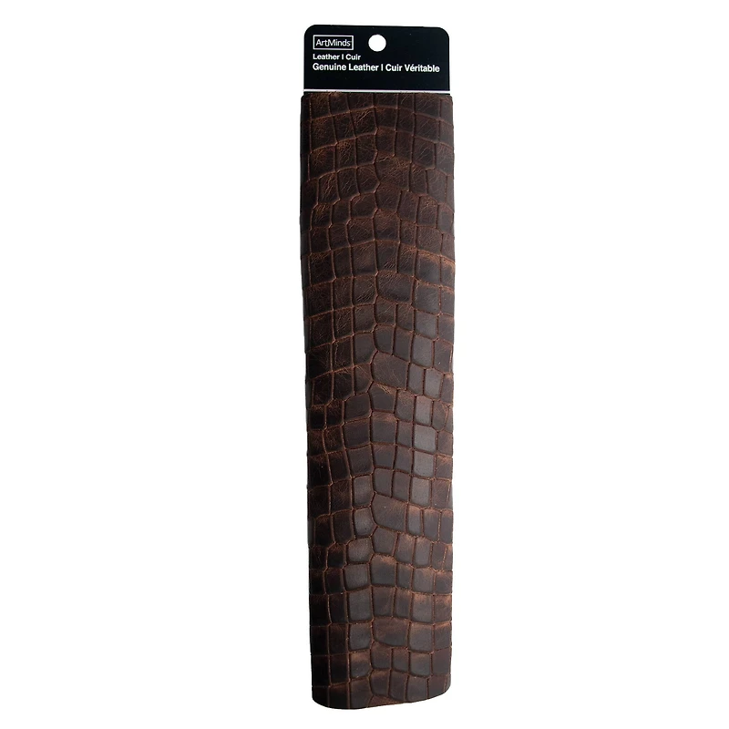6 Pack: Brown Dragon Grain Leather Trim Piece by ArtMinds™