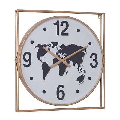 Gold Vintage Metal Wall Clock, 26" x 24"