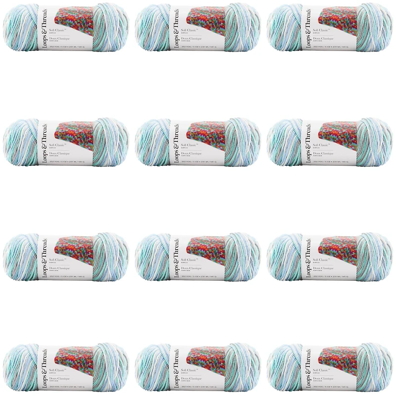 12 Pack: Soft Classic™ Multi Ombre Yarn by Loops & Threads