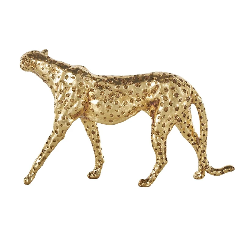 17" Long Gold Walking Cheetah Sculpture 