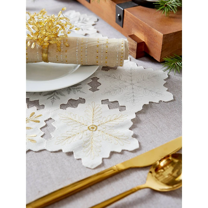 DII® Embroidered Snowflake Placemats, 4ct.