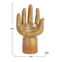 Hello Honey® 8.5" Brown Decorative Stoneware Hand with Reactive Glaze & Footed Base