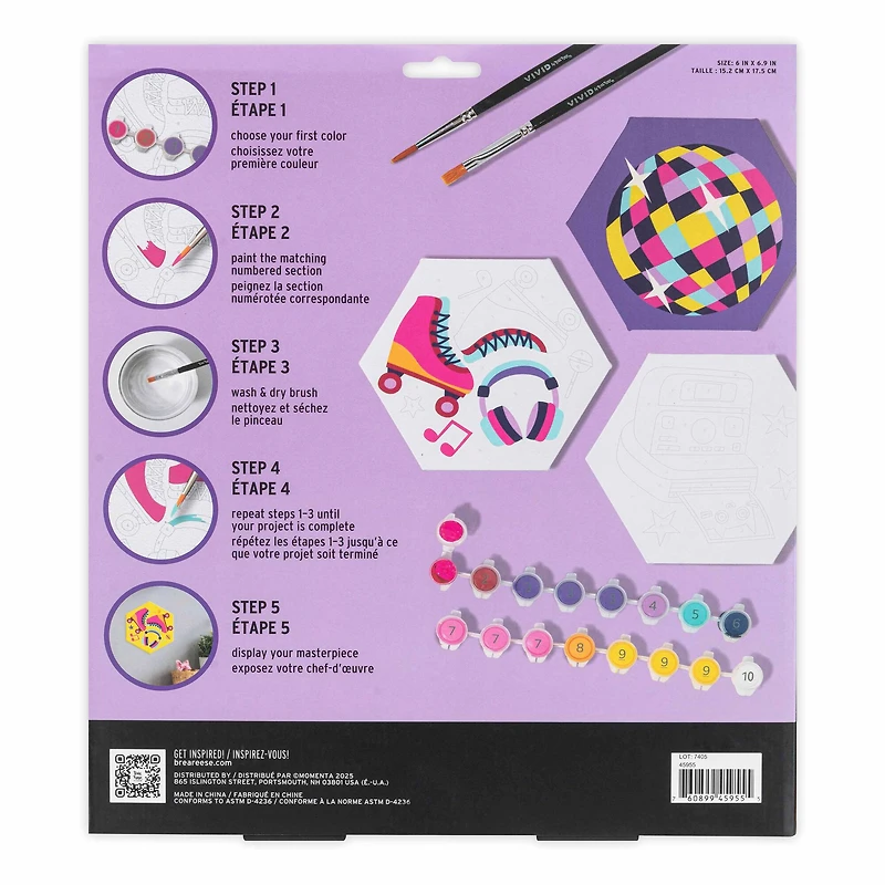 VIVID by Brea Reese® Retro Square Acrylic Paint-by-Number Kit