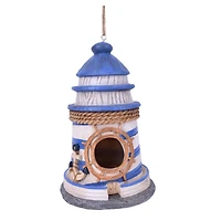 Santa's Workshop 8.5" Blue & White Lighthouse Bird House