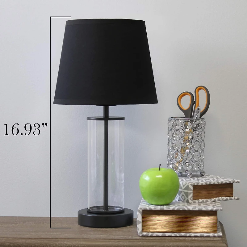Simple Designs 17" Encased Metal & Clear Glass Table Lamp