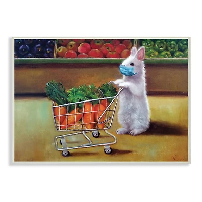 Stupell Industries Bunny Shopping in Face Mask Wall Plaque