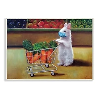Stupell Industries Bunny Shopping in Face Mask Wall Plaque