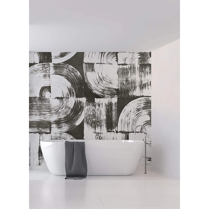 Katie Hunt Charcoal Gray Brushstrokes Wall Mural