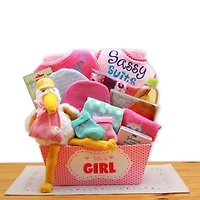 A Special Delivery Pink New Baby Gift Basket