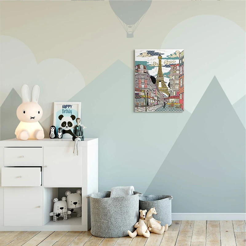 Stupell Industries Patchwork Pattern Paris Canvas Wall Art