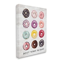 Stupell Industries Donut Worry Be Happy Pun Glazed Farmhouse Desserts Canvas Wall Art