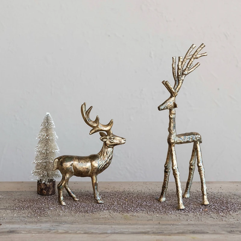 Hello Honey® 10" Antique Gold Finish Cast Aluminum Reindeer Décor