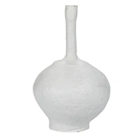 Hello Honey® 11" Round Whitewashed Decorative Paper Mache Taper Holder
