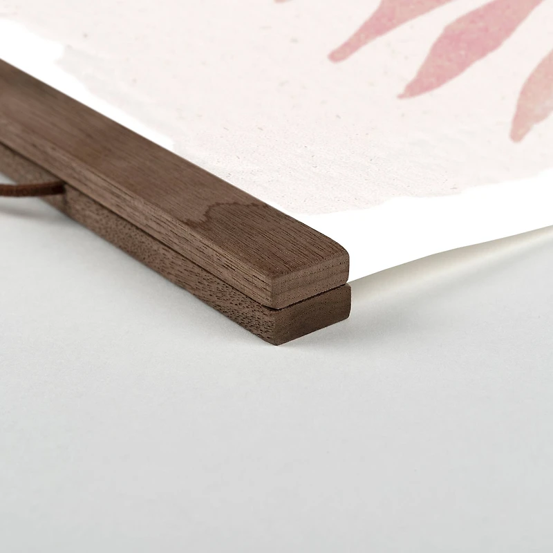 Blush Leaf and Sun Teak Hanging Canvas