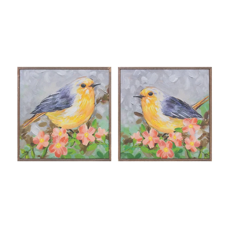 10" Framed Bird Canvas Block Set