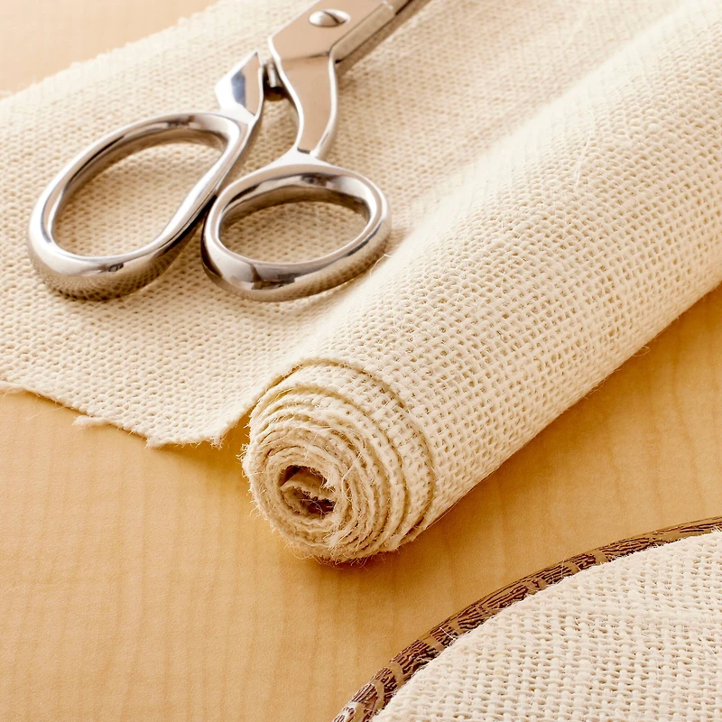 Cream Laminated Burlap Fabric Roll by Loops & Threads® 