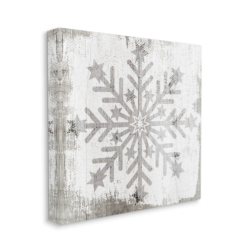 Stupell Industries Winter Snowflake Weathered Pattern Canvas Wall Art
