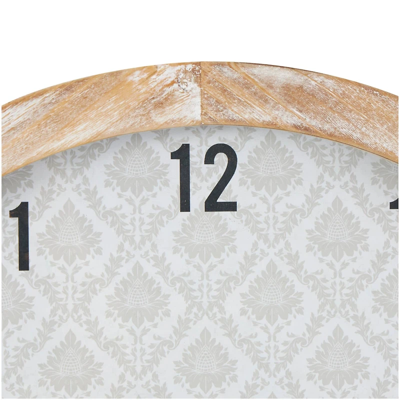 23.5" Floral Wall Clock with Light Brown Wood Frame