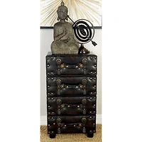 28" Black Faux Leather Traditional Chest