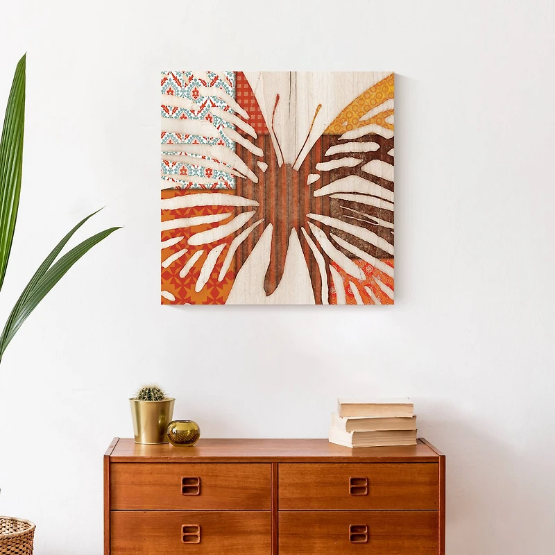 Warm Butterfly Sillhouette 20" x 20" Canvas Wall Art