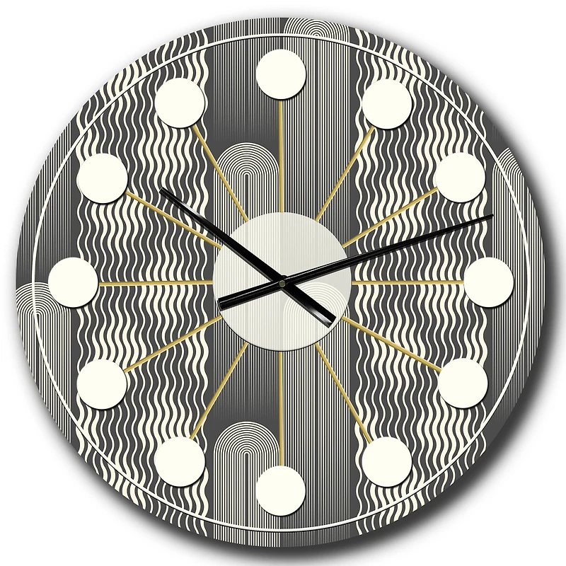Designart 'Mimimal Black And White Design Ii Mid-Century Modern Wall Clock