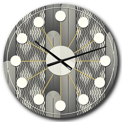 Designart 'Mimimal Black And White Design Ii Mid-Century Modern Wall Clock