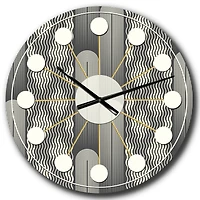 Designart 'Mimimal Black And White Design Ii Mid-Century Modern Wall Clock