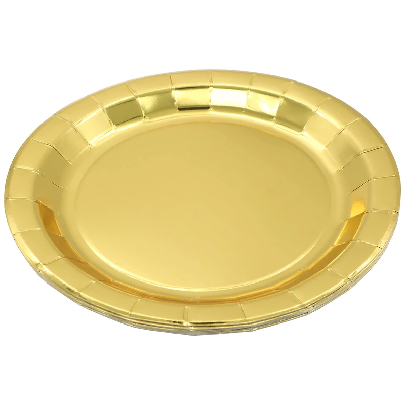 9" Gold Paper Plates, 8ct. by Celebrate It™