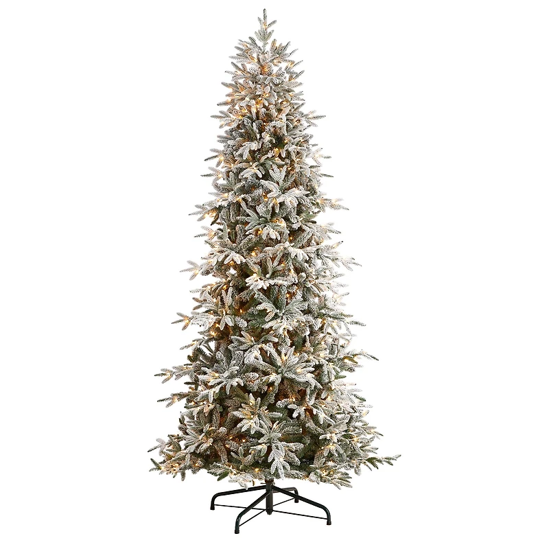 9.5ft. Pre-Lit Flocked Manchester Spruce Artificial Christmas Tree, 650 Lights