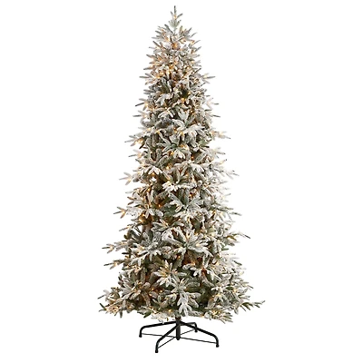 9.5ft. Pre-Lit Flocked Manchester Spruce Artificial Christmas Tree, 650 Lights