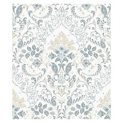 RoomMates White & Blue Persian Damask Peel & Stick Wallpaper